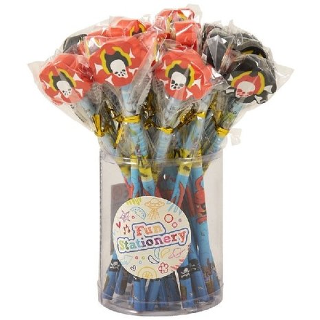 Henbrandt Crayon de pirate avec gomme 19 cm | 24 pièces