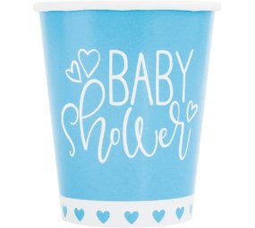 Unique Party Baby Shower cup hearts blue | 8 pieces