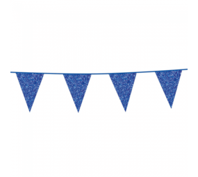 WeFiesta Guirlande de fanions bleus à paillettes 20 x 30 cm | 6 mètres
