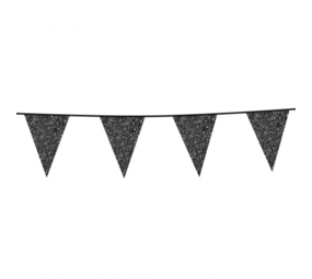 Paper Dreams Schwarze Glitzer-Wimpelgirlande 20x30cm | 6 Meter