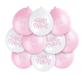 Unique Party Baby Shower ballonnen roze-wit hartjes | 10 stuks Unique Party Baby Shower ballonnen roze-wit hartjes | 10 stuks