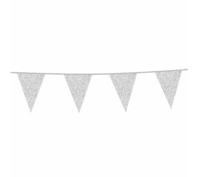 Paper Dreams Silver Glitter Flag Garland 20x30cm | 6 meters