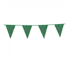 WeFiesta Grüne Glitzer-Wimpelgirlande 20x30cm | 6 Meter