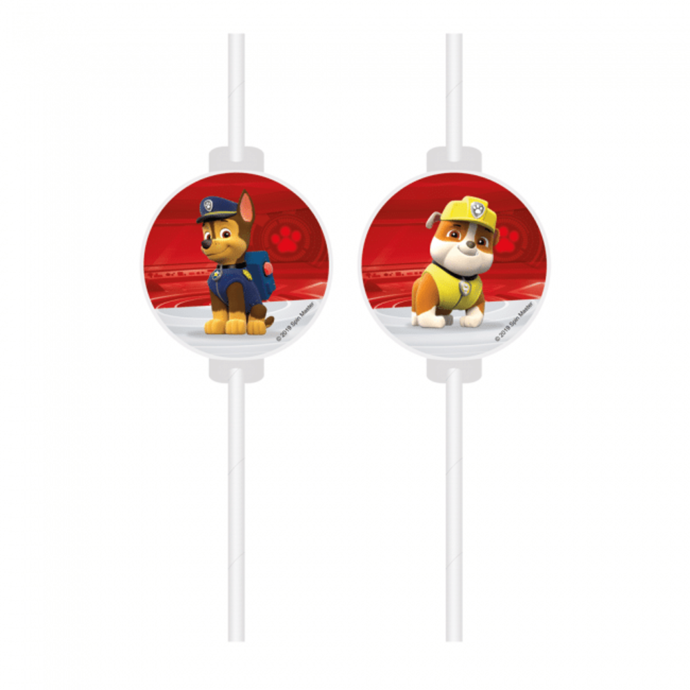 Procos Party Paw Patrol Einsatzbereite Strohhalme 22 cm | 4 Stück