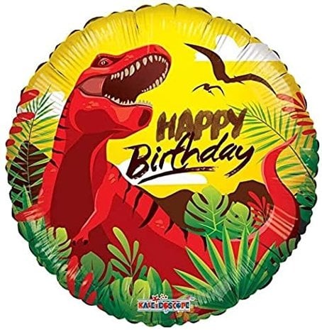 Red Happy Birthday Dino Foil Balloon | 45 cm