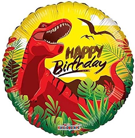 Roter Dino-Folienballon „Happy Birthday“ | 45 cm