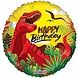 Ballon en aluminium rouge « Joyeux anniversaire » motif dinosaure | 45 cm