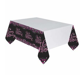 Amscan Tischdecke „Happy Birthday“ in funkelndem Rosa, 120 x 180 cm | pro Stück