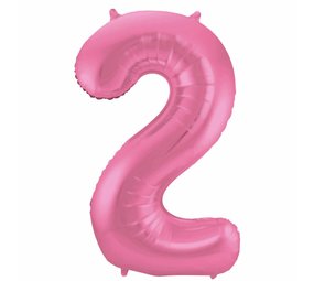 Folat Folie ballon cijfer 2 mat roze | 86cm Folat Folie ballon cijfer 2 mat roze | 86cm