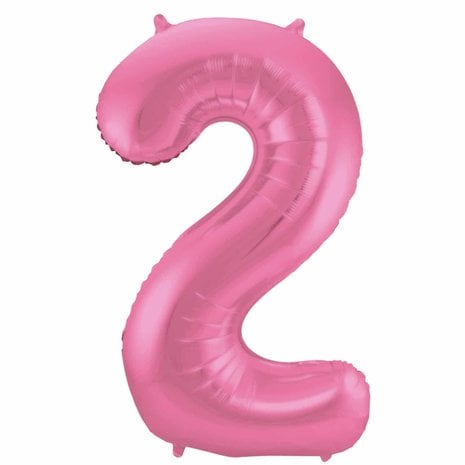 Folat Folie ballon cijfer 2 mat roze | 86cm Folat Folie ballon cijfer 2 mat roze | 86cm