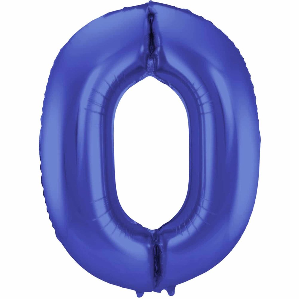 Folat Ballon en aluminium numéro 0 bleu mat | 86 cm