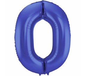 Folat Folie ballon cijfer 0 mat blauw | 86cm Folat Folie ballon cijfer 0 mat blauw | 86cm