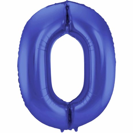 Folat Foil balloon number 0 matte blue | 86cm