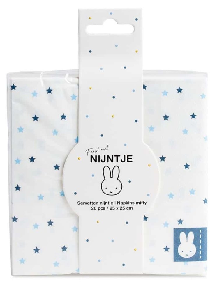 Haza - Witbaard Serviettes Miffy bleu clair 25 x 25 cm | 20 pièces