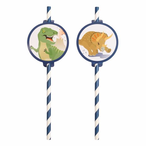 Riethmüller Fröhliche Dinosaurier-Strohhalme 20 cm | 8 Stück