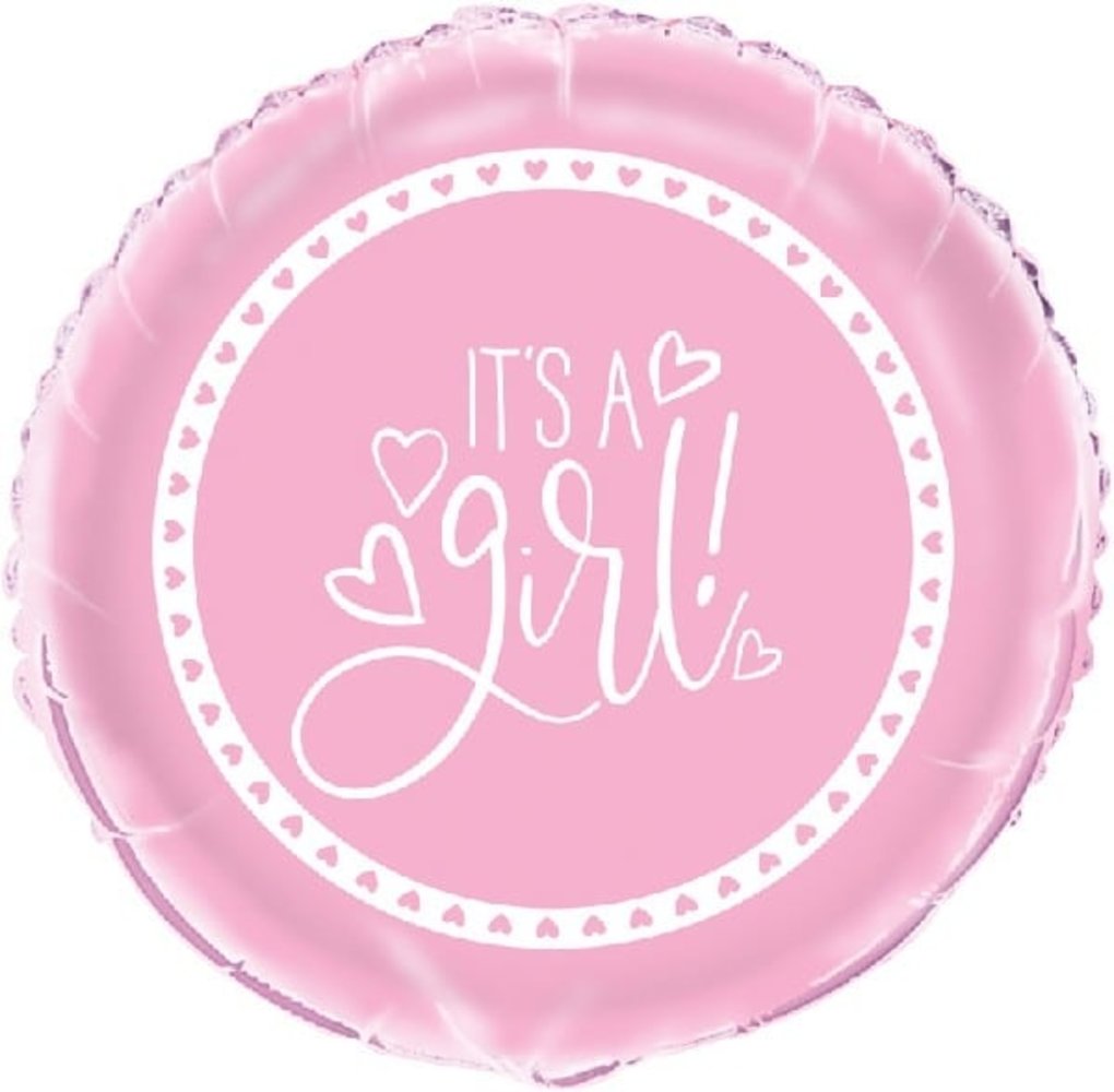 Folie Ballon It's a Girl hartjes | 45cm