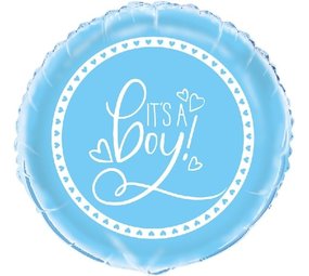 Unique Party Ballon en aluminium « C'est un garçon » avec cœurs | 45 cm