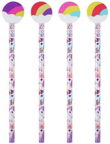 Henbrandt Unicorn Pencil with Eraser 19cm | 24 pieces