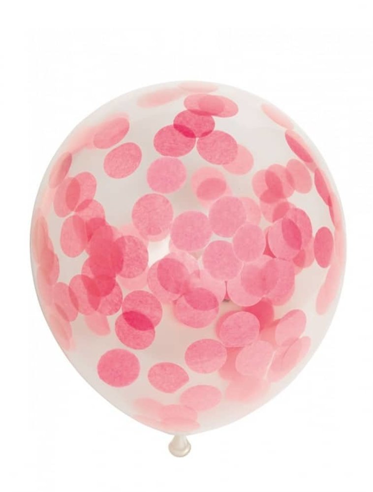 Light Pink Balloons with Confetti 30cm | 6 pieces