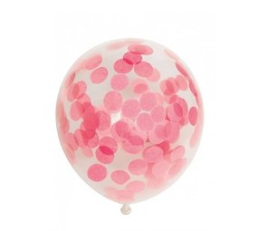 Hellrosa Luftballons mit Konfetti, 30 cm | 6 Stück