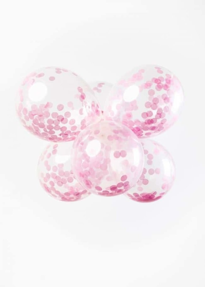 Light Pink Balloons with Confetti 30cm | 6 pieces