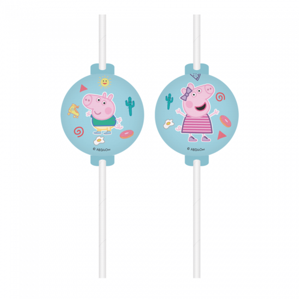 Amscan Peppa Pig "Messy Play" Rietjes 21cm | 4 stuks Amscan Peppa Pig "Messy Play" Rietjes 21cm | 4 stuks