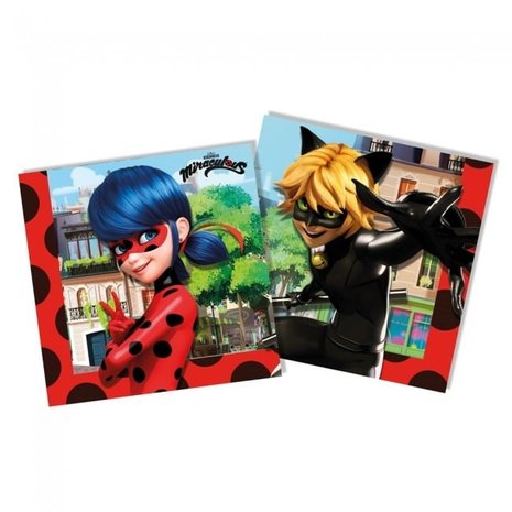 Procos Party Miraculous Ladybug Servetten 33x33cm | 20 stuks Procos Party Miraculous Ladybug Servetten 33x33cm | 20 stuks