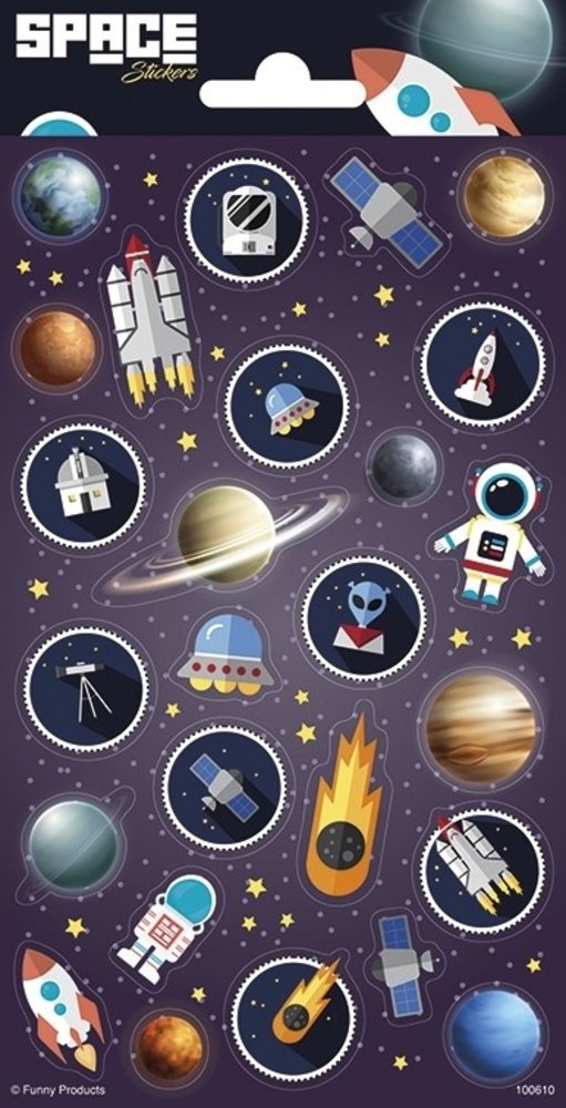 WeFiesta Ruimtevaart stickervel met 25 stickers WeFiesta Ruimtevaart stickervel met 25 stickers