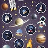 WeFiesta Planche d'autocollants spatiaux avec 25 autocollants WeFiesta Planche d'autocollants spatiaux avec 25 autocollants