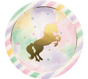 Creative Converting Glitzernde Einhorn-Teller, 23 cm | 8 Stück