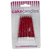 Red glitter cake candles | 12 pieces with holders Red glitter cake candles | 12 pieces with holders