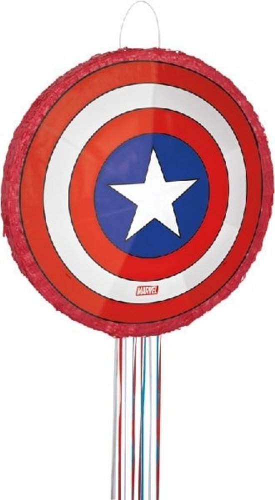 Unique Party Avengers Captain America 3D Pull Pinata 46cm | per stuk Unique Party Avengers Captain America 3D Pull Pinata 46cm | per stuk