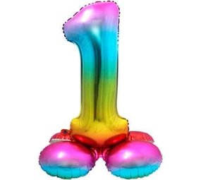 Ballon chiffre 1 Arc-en-ciel debout | 72 cm