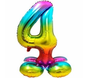Folat Number Balloon 4 Standing Rainbow | 72 cm Folat Number Balloon 4 Standing Rainbow | 72 cm