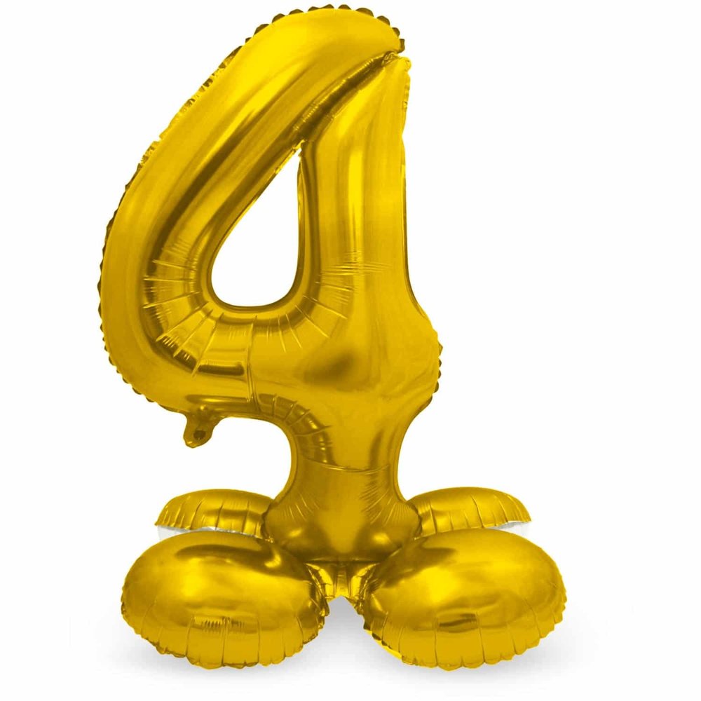 Cijfer ballon 4 staand goud | Ballonnen Versiering | | Tuf-Tuf Nederland