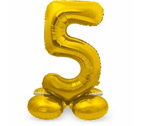 Godan Zahlenballon 5, stehend, Gold | 72 cm