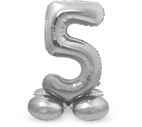 Godan Zahlenballon 5, stehend, silber | 72 cm