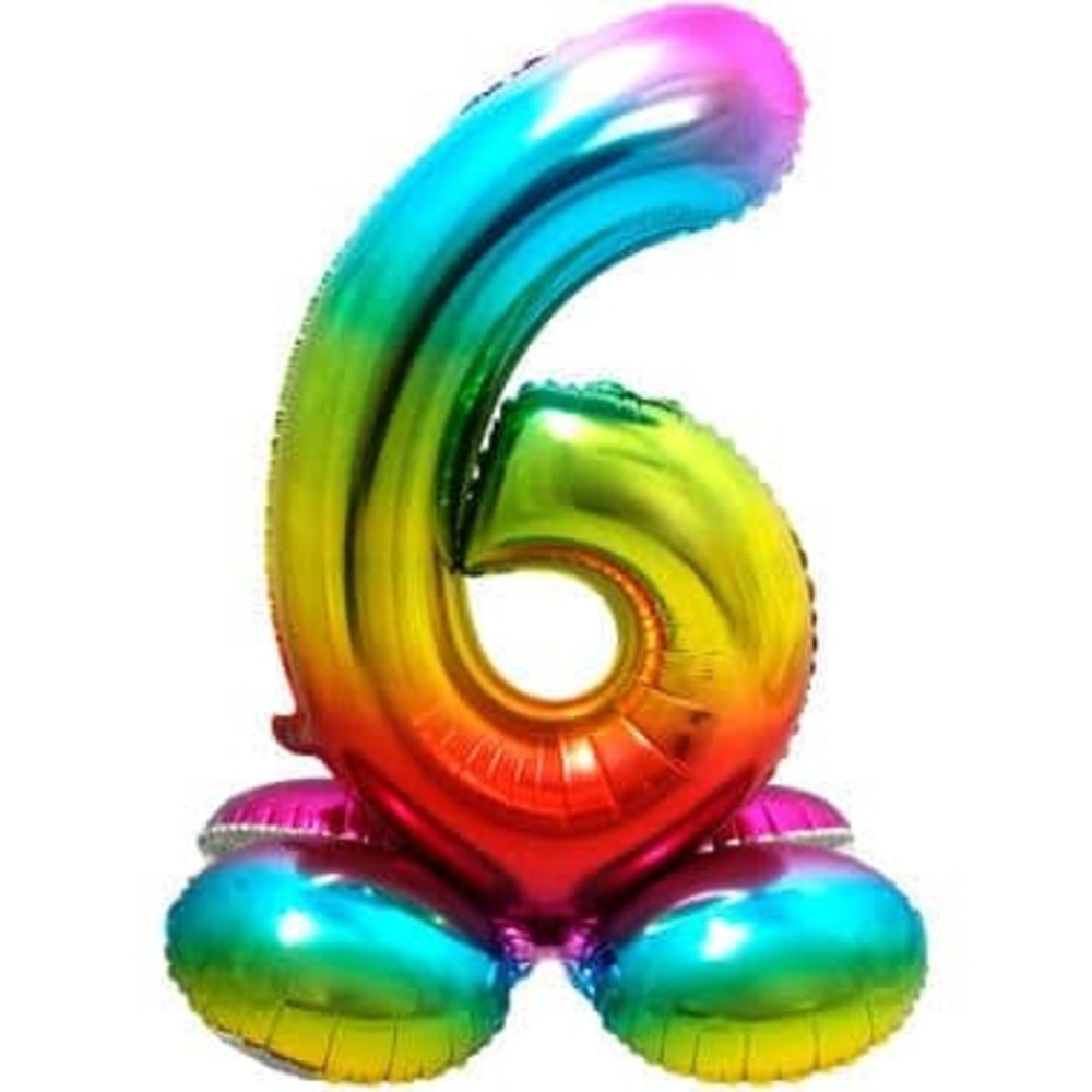 Number Balloon 6 Standing Rainbow | 72 cm