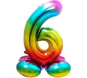 Number Balloon 6 Standing Rainbow | 72 cm