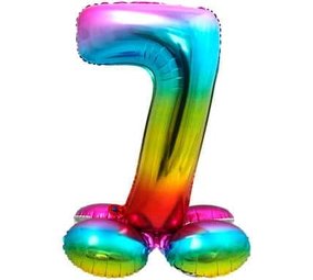 Ballon chiffre 7 Arc-en-ciel debout | 72 cm
