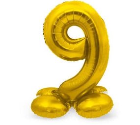 Godan Zahlenballon 9, stehend, Gold | 72 cm