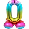 Folat Zahlenballon 0, stehend, Regenbogen | 72 cm Folat Zahlenballon 0, stehend, Regenbogen | 72 cm