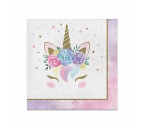 Creative Converting Serviettes de table Licorne Bébé 33x33cm | 16 pièces
