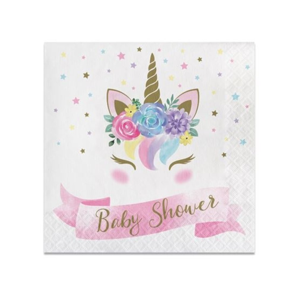 Creative Converting Serviettes de table Licorne Bébé pour Baby Shower 33x33cm | 16 pièces