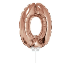 Ballon chiffre 0 Rose ancienne avec bâtonnet | 40 cm