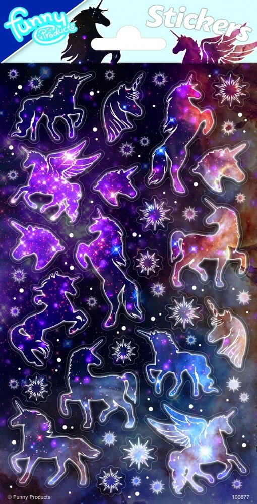 WeFiesta Autocollants Licorne à Paillettes | par feuille