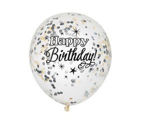 Confetti Balloons Black Silver Gold Glitter 30cm | 6 pieces
