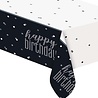Unique Party Tafelkleed Happy Birthday Zwart Zilver Glitz 137x213cm | per stuk Unique Party Tafelkleed Happy Birthday Zwart Zilver Glitz 137x213cm | per stuk
