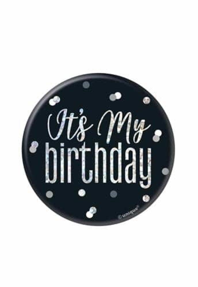 Bouton « C'est mon anniversaire » Noir Argent