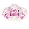 Unique Party Ballons confettis rose pailleté « Joyeux anniversaire » 30 cm | 6 pièces Unique Party Ballons confettis rose pailleté « Joyeux anniversaire » 30 cm | 6 pièces